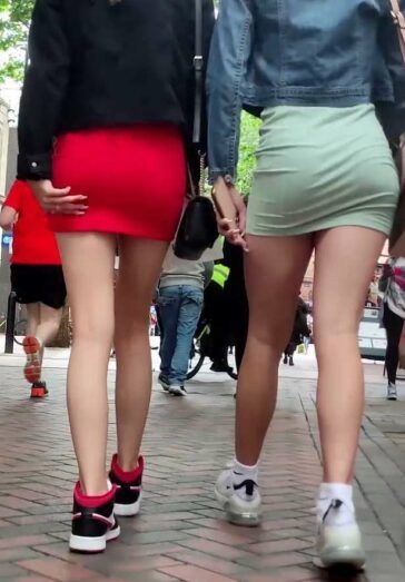 Two Skinny Girls In Short Skirts