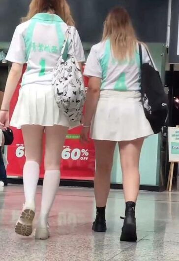 Two Hot Teens In White Plaid Skirts